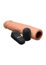 Load image into Gallery viewer, Jock Enhancers Vibrating Penis Extension Sleeve with Remote Control - Caramel