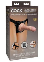 Load image into Gallery viewer, King Cock Beginner's Silicone Body Dock Strap-On Kit with Dildo - Black/Vanilla - 6in