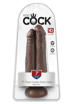 Load image into Gallery viewer, King Cock Two Cocks One Hole Dildo - Brown/Chocolate - 7in