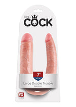 Load image into Gallery viewer, King Cock U-Shaped Large Double Trouble Dildo - Flesh/Vanilla - Large