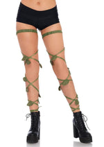 Load image into Gallery viewer, Leg Avenue Ivy Shimmer Garter Leg Wraps - Green - One Size