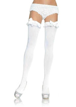 Load image into Gallery viewer, Leg Avenue Nylon Over The Knee with Ruffle Bow - White - One Size