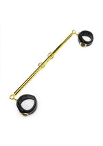Load image into Gallery viewer, Lux Fetish Solid Gold Expandable Spreader Bar Set with Detachable Leatherette Cuffs - Black/Gold