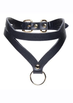 Load image into Gallery viewer, Master Series Bondage Baddie Collar with O-Ring - Black/Gold