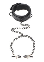Load image into Gallery viewer, Master Series Collared Temptress Collar with Nipple Clamps - Black