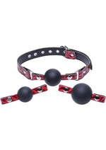 Load image into Gallery viewer, Master Series - Crimson Tied Triad Interchangeable Silicone Ball Gag - Black/Red