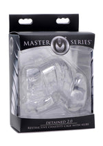 Load image into Gallery viewer, Master Series Detained 2.0 Restrictive Chastity Cage with Nubs - Clear