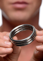 Load image into Gallery viewer, Master Series Echo Stainless Steel Triple Cockring