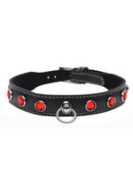 Load image into Gallery viewer, Master Series Fierce Vixen Leather Collar with Rhinestones - Black/Red
