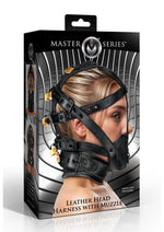 Load image into Gallery viewer, Master Series Leather Head Harness with Muzzle - Black