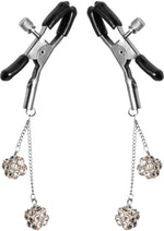 Load image into Gallery viewer, Master Series Ornament Adjustable Nipple Clamps W/ Jewel Accents - Black/Clear