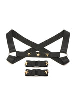 Load image into Gallery viewer, Ms Rave Chest Harness Lxl Blk/Gld