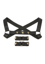 Load image into Gallery viewer, Ms Rave Chest Harness S/M Blk/Gld