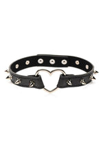 Load image into Gallery viewer, Master Series Spiked Heart Choker - Black/Metal
