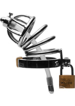 Load image into Gallery viewer, Master Series Stainless Steel Chastity Cage with Silicone Urethral Plug
