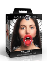 Load image into Gallery viewer, Master Series Vampire Vibrating Rechargeable Silicone Mouth Gag - Red