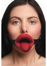 Load image into Gallery viewer, Master Series Vibrating Sissy Rechargeable Silicone Mouth Gag - Black/Red