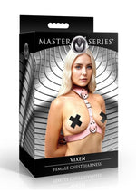 Load image into Gallery viewer, Master Series Vixen Female Chest Vegan Leather Harness - Pink