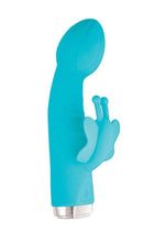 Load image into Gallery viewer, My Secret Butterfly Rechargeable Silicone Rabbit Vibrator - Aqua/Blue