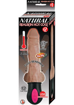 Load image into Gallery viewer, Natural Realskin Hot Cock 2 Rechargeable Warming Dildo with Balls - Chocolate - 6.5in