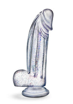 Load image into Gallery viewer, Naturally Yours Bling Dildo with Balls 7.5in - Sparkling - Clear