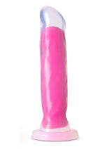 Load image into Gallery viewer, Neo Elite Glow In The Dark Marquee Silicone Dual Dense Dildo - Glow In The Dark/Neon Pink/Pink - 8in