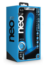 Load image into Gallery viewer, Neo Elite Glow In The Dark Tao Silicone Dual Dense Dildo - Blue/Glow In The Dark/Neon Blue - 7in