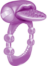 Load image into Gallery viewer, Nubbie Tongue Vibrating Silicone Cock Ring Waterproof - Purple