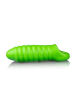 Load image into Gallery viewer, Ouch! Swirl Thick Stretchy Penis Sleeve - Glow In The Dark/Green