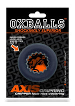 Load image into Gallery viewer, Oxballs Axis Rib Griphold Cockring - Black/Black Ice