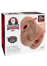 Load image into Gallery viewer, Pdx Plus Double Pounder Vibrating Squeeze Stroker - Pussy and Ass - Caramel
