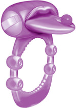 Load image into Gallery viewer, Pierced Tongue Vibrating Silicone Cock Ring Waterproof - Purple