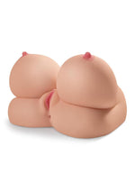 Load image into Gallery viewer, Pipedream Extreme Toyz Rechargeable Dirty Talk Interactive Titty Fuck-Her Vibrating Masturbator - Boobs and Pussy - Flesh/Vanilla