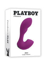 Load image into Gallery viewer, Playboy Arch Rechargeable Silicone Vibrator with Clitoral Stimulator - Purple