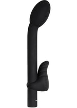 Load image into Gallery viewer, Power Couple Rechargeable Silicone G-Spot Vibrator with Clitoral Stimulator and Finger Ring - Black