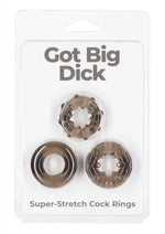 Load image into Gallery viewer, Powerbullet Got Big D Super Stretch Cock Rings - Black - 3 Pack