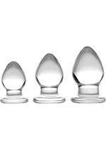 Load image into Gallery viewer, Prisms Triplets 3 Piece Glass Anal Plug Kit - Clear