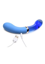 Load image into Gallery viewer, Prisms Vibra-Glass 10x Bleu Dual End G-Spot Rechargeable Silicone/Glass Vibrating Dildo