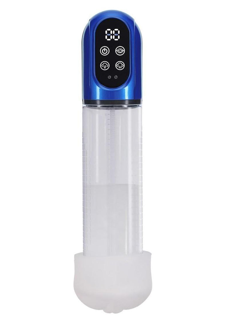 Pumped Engage 6 Function Automatic Rechargeable Penis Pump - Metallic - Blue