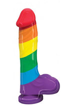 Load image into Gallery viewer, Pumped Rainbow Silicone Realistic Dildo with Balls - Multicolor - 9in