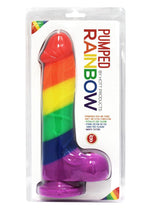 Load image into Gallery viewer, Pumped Rainbow Silicone Realistic Dildo with Balls - Multicolor - 9in