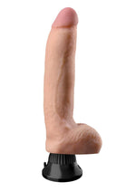Load image into Gallery viewer, Real Feel Deluxe No. 5 Wallbanger Vibrating Dildo with Balls - Flesh/Vanilla - 8in