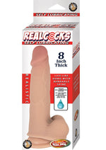 Load image into Gallery viewer, Realcocks Self Lubricating Bendable Thick Dildo with Balls - Vanilla - 8in