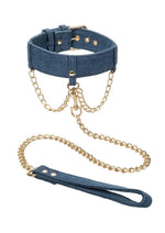 Load image into Gallery viewer, Ride 'Em Premium Denim Collection Collar with Leash - Blue