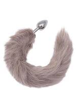 Load image into Gallery viewer, Running Wild Grey Tail Faux Fur Tail and Metallic Anal Plug - Grey/Metal
