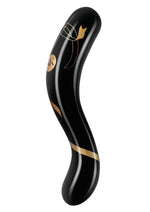 Load image into Gallery viewer, Secret Kisses 7' Handblown Double Ended Dildo - Black/Gold