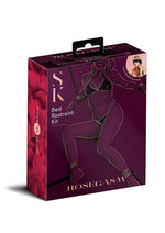 Load image into Gallery viewer, Secret Kisses Rosegasm Bed Restraint Kit with Satin Blindfold - Black/Red