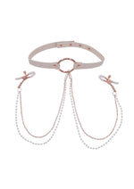 Load image into Gallery viewer, Sex and Miscielf Peaches 'N Creame Collar with Nipple Clamps - Ivory/Rose Gold