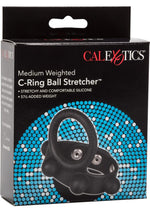 Load image into Gallery viewer, Silicone Medium Weighted C-Ring Ball Stretcher Cock Ring - Black - Medium