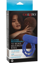 Load image into Gallery viewer, Silicone Rechargeable 10 Bead Maximus Couples Ring - Blue